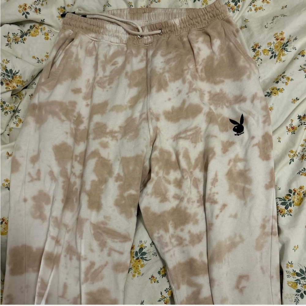 Missguided Playboy Beige Tie-Dye Joggers
